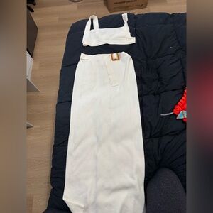 Chic Cream Pencil Skirt with Belt